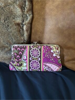 Vera Bradley Pink Floral Quilted Clasp Wallet